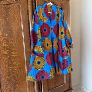 African dress Vibrant Blue and Red Pattern